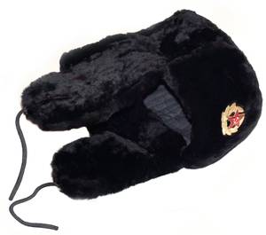 Black Faux Fur Russian Ushanka Hat for Men
