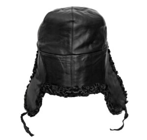 Naval officer karakul ushanka, genuine leather top.