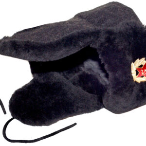 Russian Navy officer mouton ushanka hat. Black.