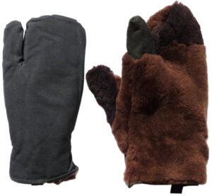 Russian Army sniper sheepskin mittens. Lobster claw.