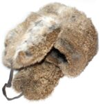 Genuine rabbit fur brown ushanka winter hat