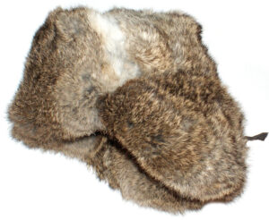 Genuine rabbit fur brown ushanka winter hat