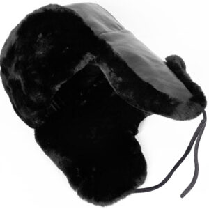 Naval officer mouton ushanka, genuine leather top.