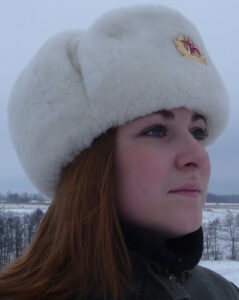 White sheepskin ushanka