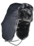 Gray fur ushanka with woolen top.