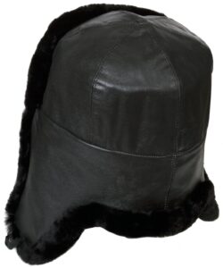 Naval officer mouton ushanka, genuine leather top.