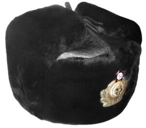 Naval officer mouton ushanka, genuine leather top.