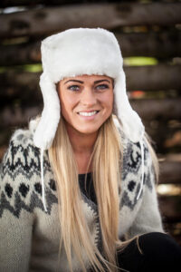 White faux fur ushanka winter hat