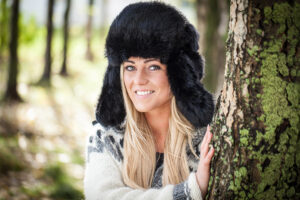 Rabbit fur ushanka winter hat. Black.