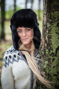 Rabbit fur ushanka winter hat. Black.