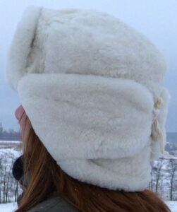 White sheepskin ushanka