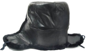 Naval officer mouton ushanka, genuine leather top.