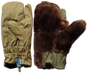 Russian Army sniper sheepskin mittens. Lobster claw.